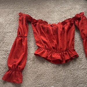 SHEIN Red Off-Shoulder Blouse
